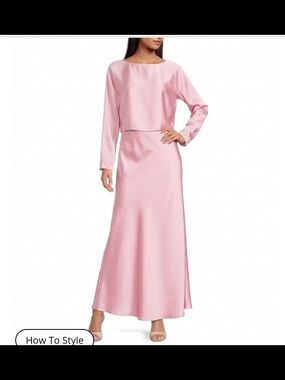 ANTONIO MELANI Light Pink Satin Maxi Skirt Set